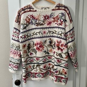VINTAGE Tiara International Knitted Floral Sweater
